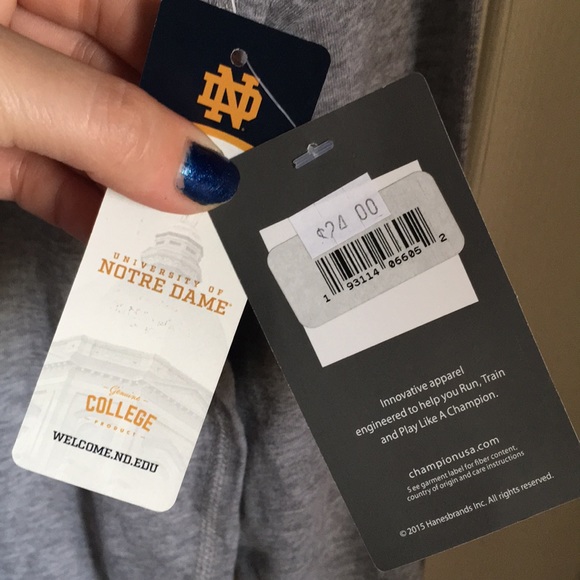 Champion Notre Dame Long Sleeve Tee NWT - Picture 5 of 9